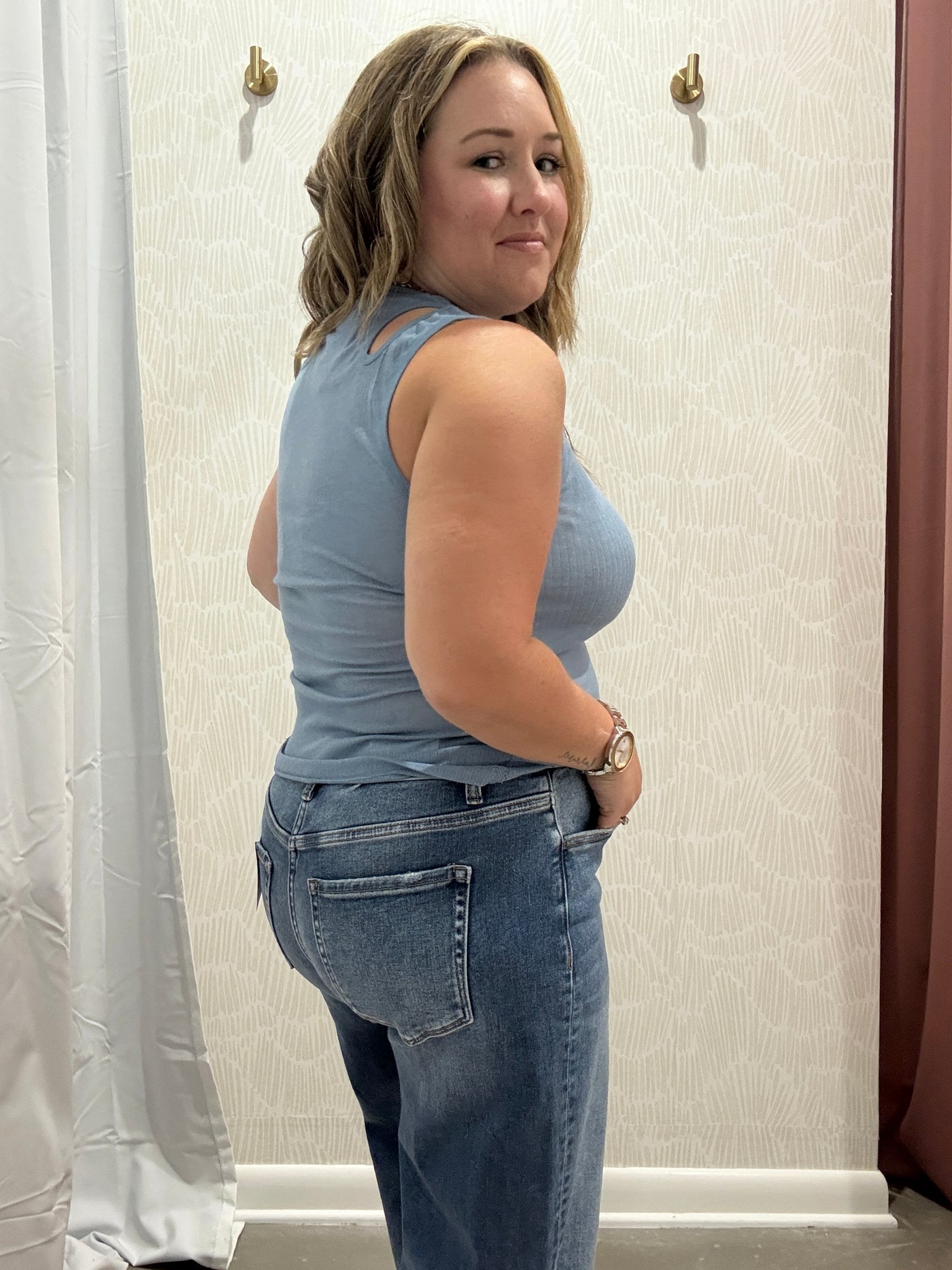 Tucker Cut Out Tank | Denim Blue