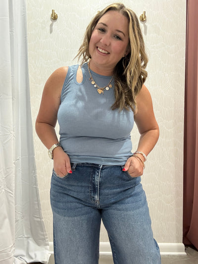 Tucker Cut Out Tank | Denim Blue