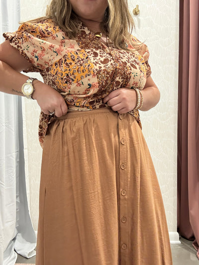 Allie Button Down Midi Skirt