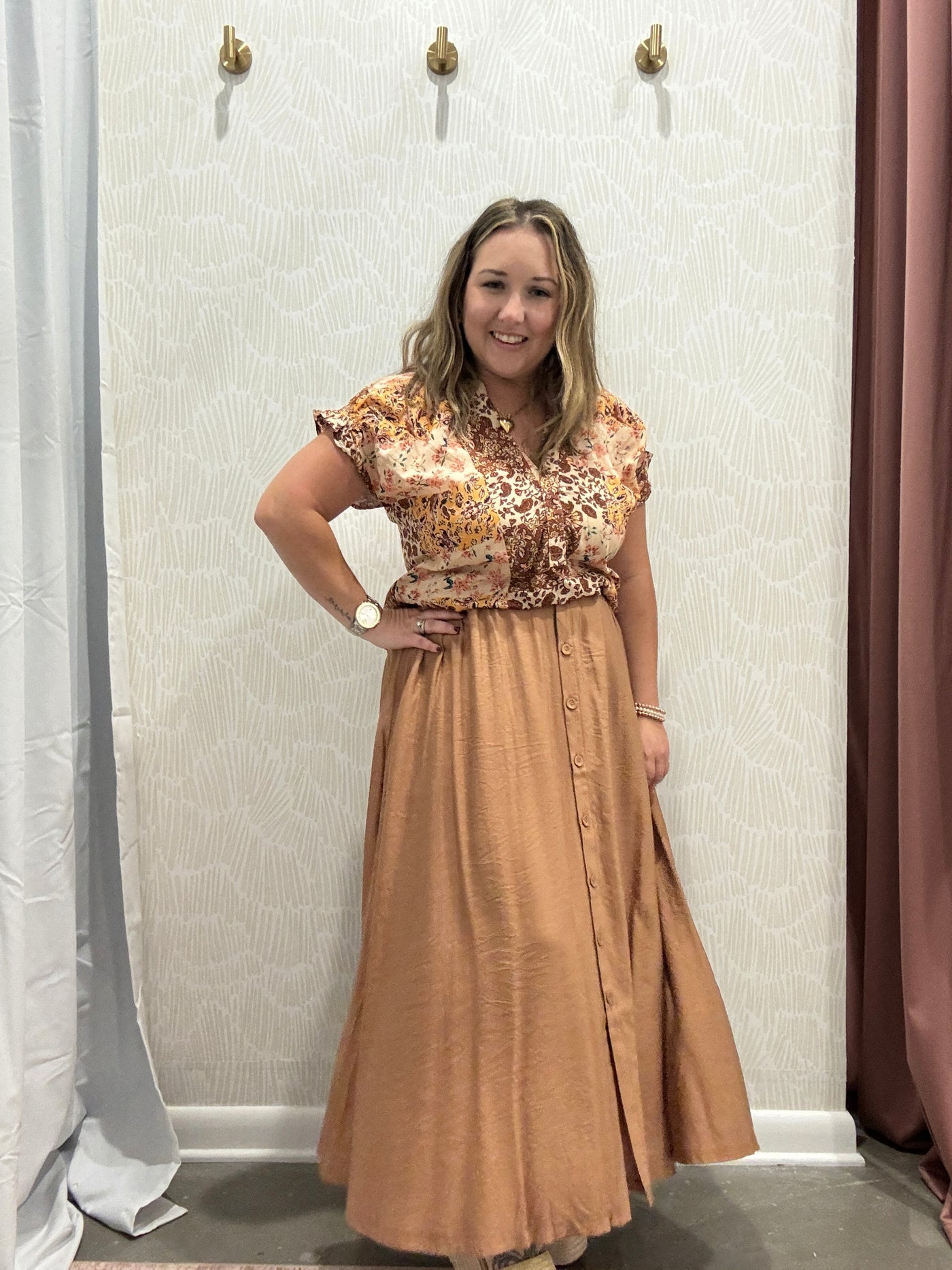Allie Button Down Midi Skirt