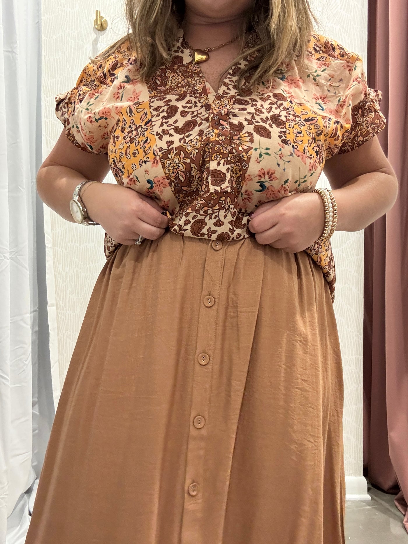 Allie Button Down Midi Skirt