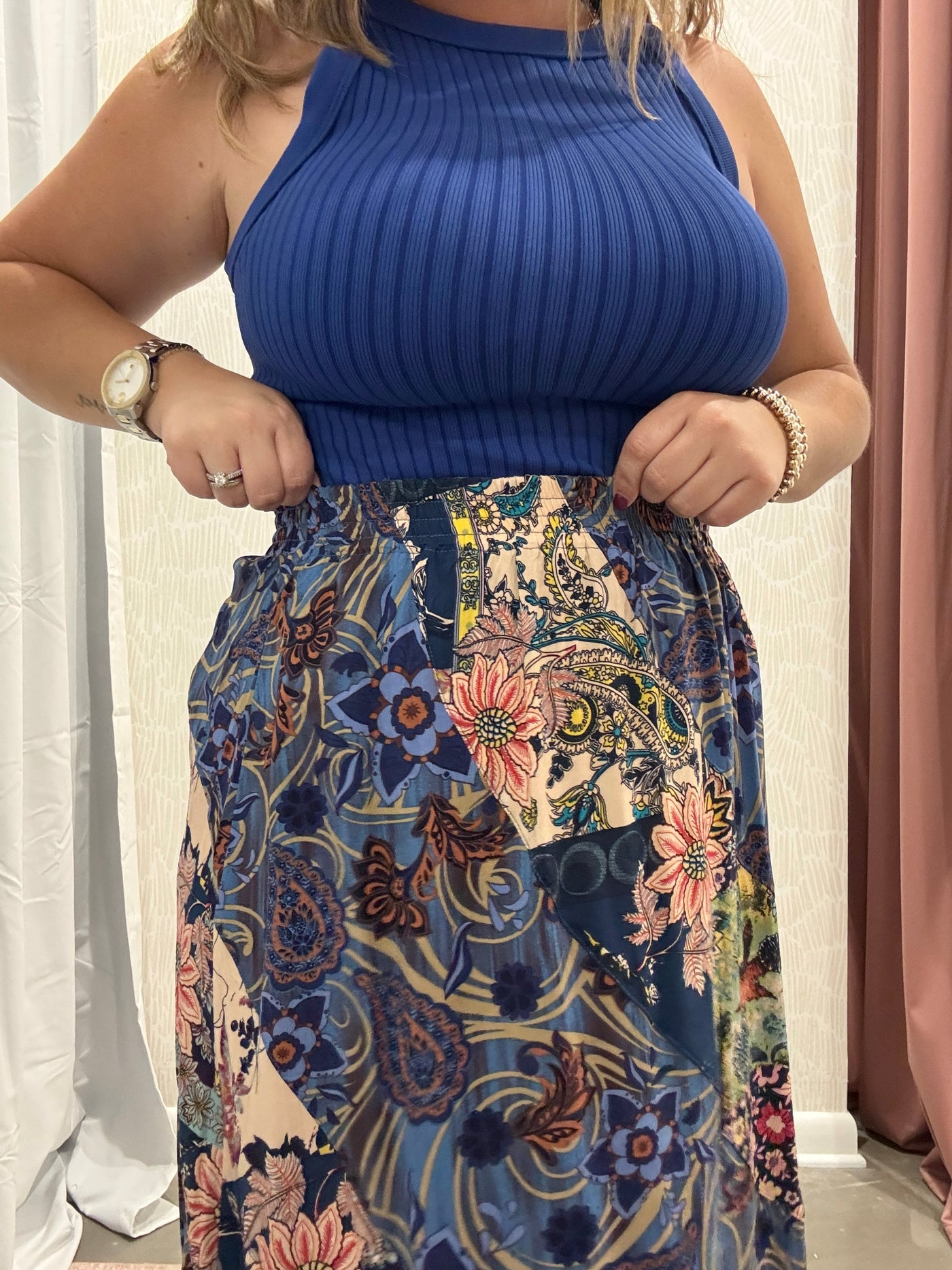 Ellis Mixed Print Maxi Skirt