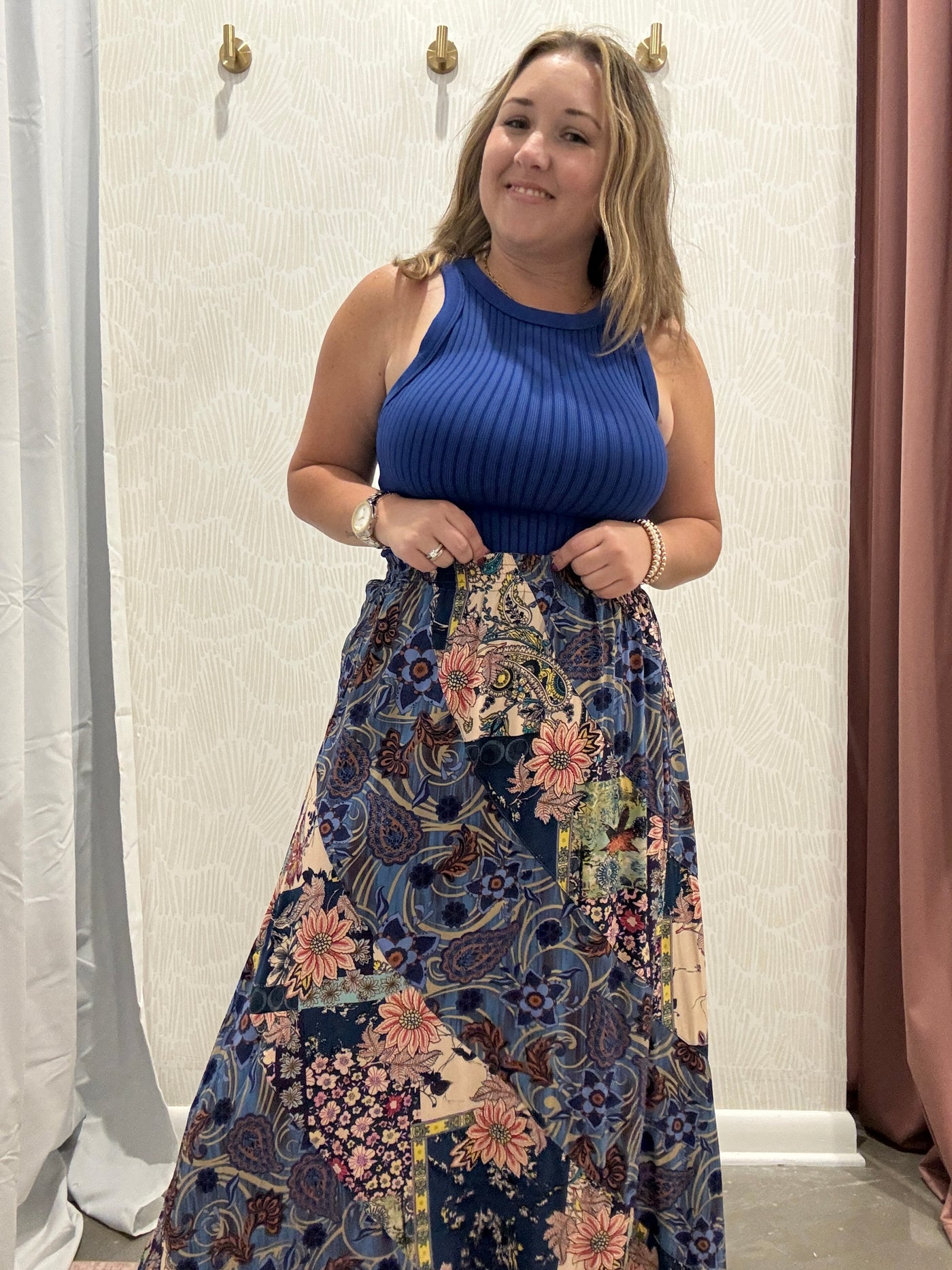 Ellis Mixed Print Maxi Skirt