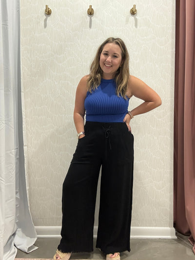 Frayed Cropped Wide Leg Pants