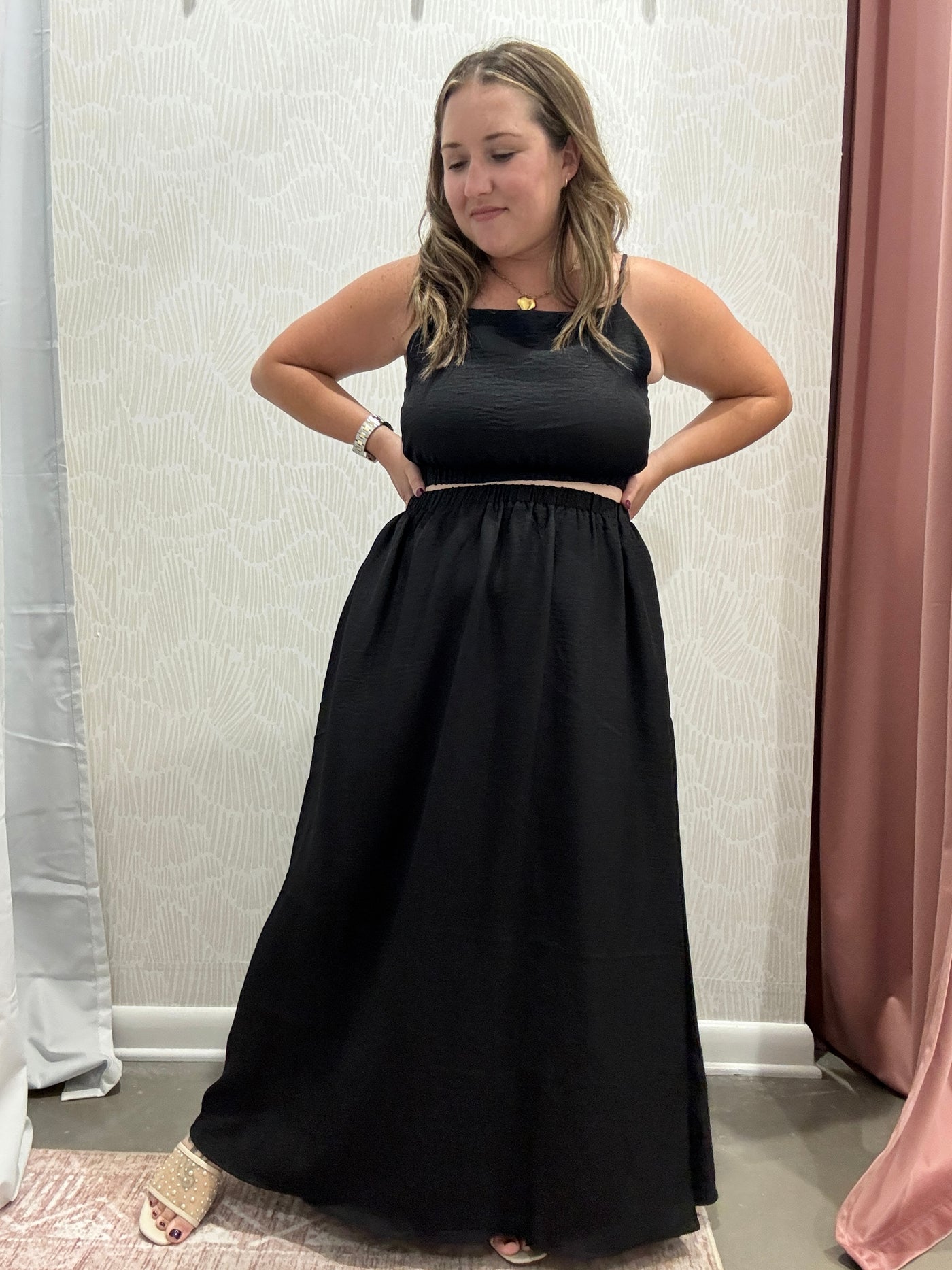High Rise Midi Skirt | Black