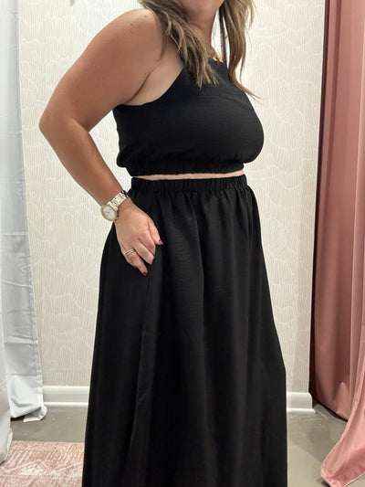 Square Neck Crop Top | Black