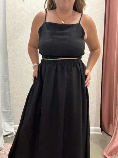 Square Neck Crop Top | Black