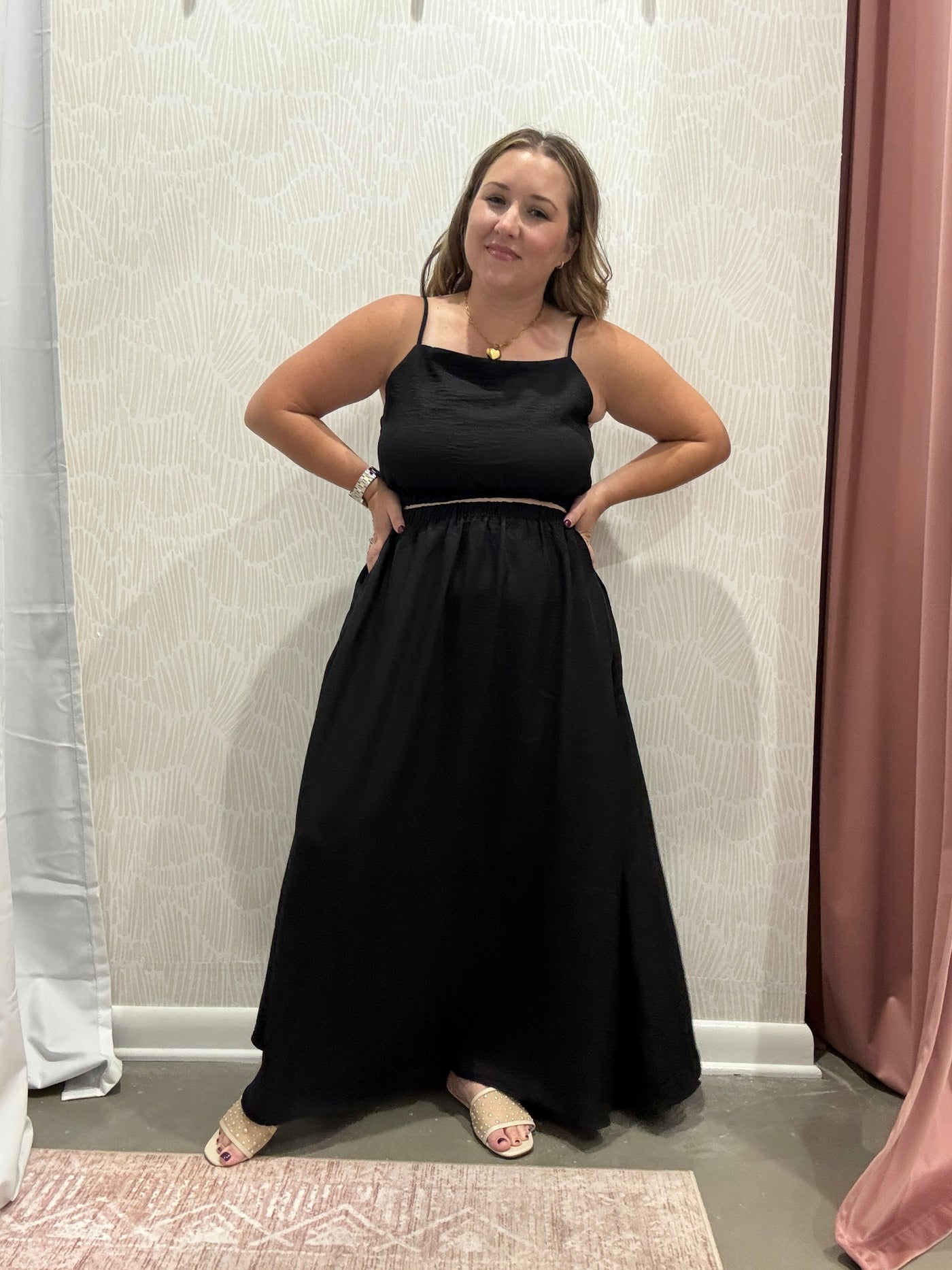 High Rise Midi Skirt | Black