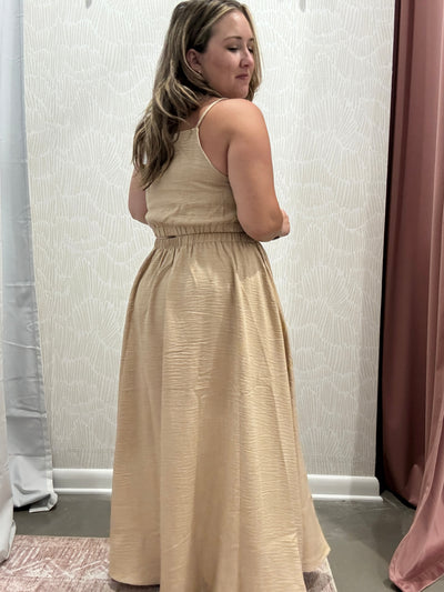 High Rise Midi Skirt | Khaki