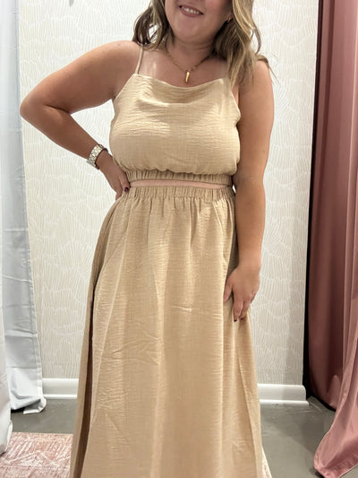 Square Neck Crop Top | Khaki