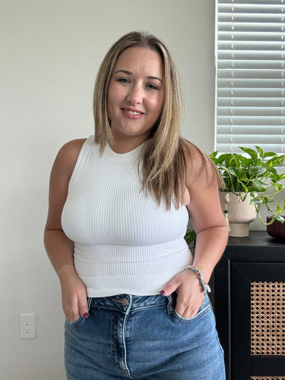 Seamless Cropped Tank | White