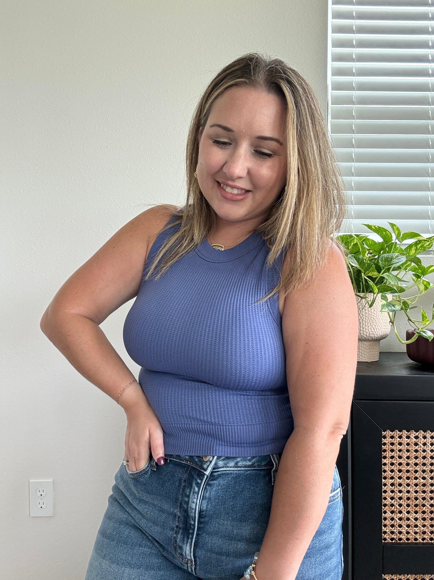 Seamless Cropped Tank | Blue