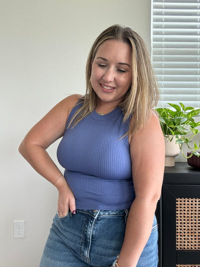 Seamless Cropped Tank | Blue