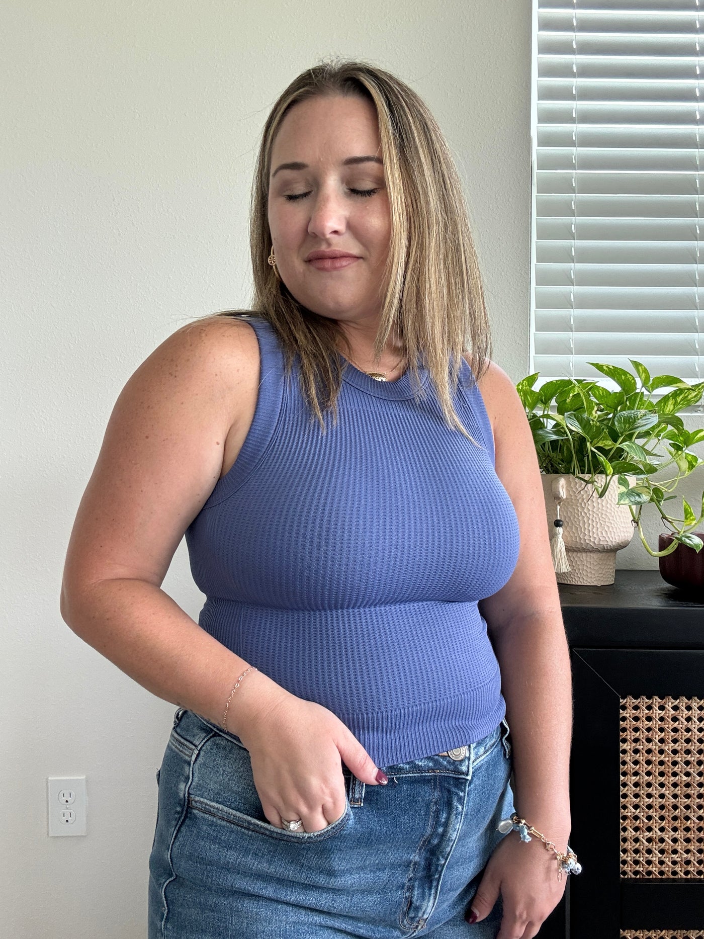Seamless Cropped Tank | Blue