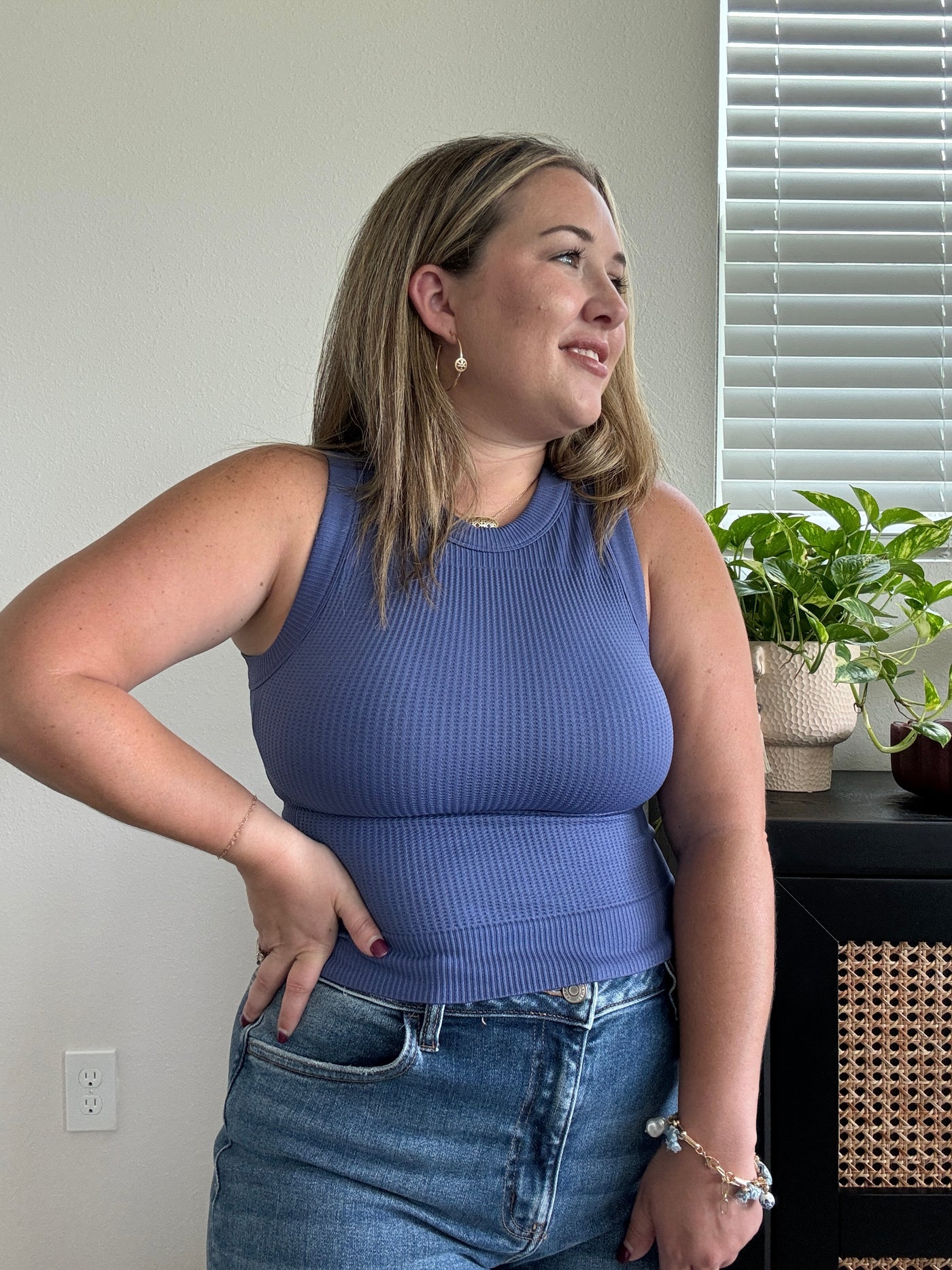 Seamless Cropped Tank | Blue