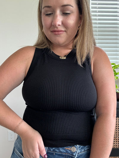 Seamless Cropped Tank | Black