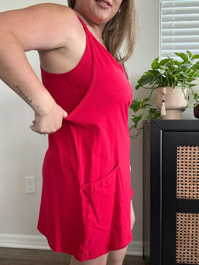 Everyday Mini Dress Romper | Red