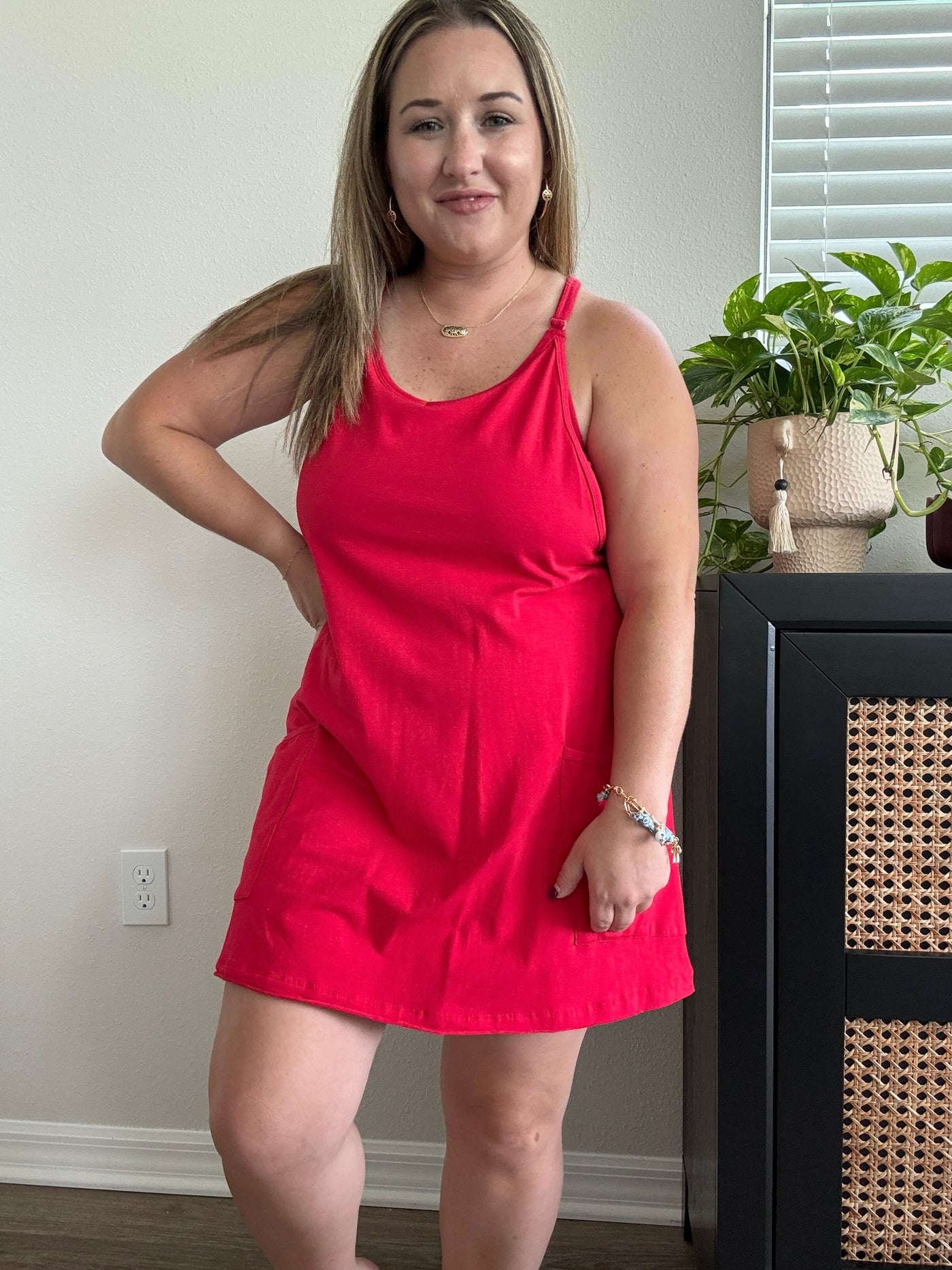 Everyday Mini Dress Romper | Red