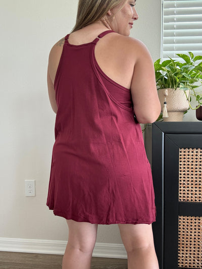 Everyday Mini Dress Romper | Cabernet