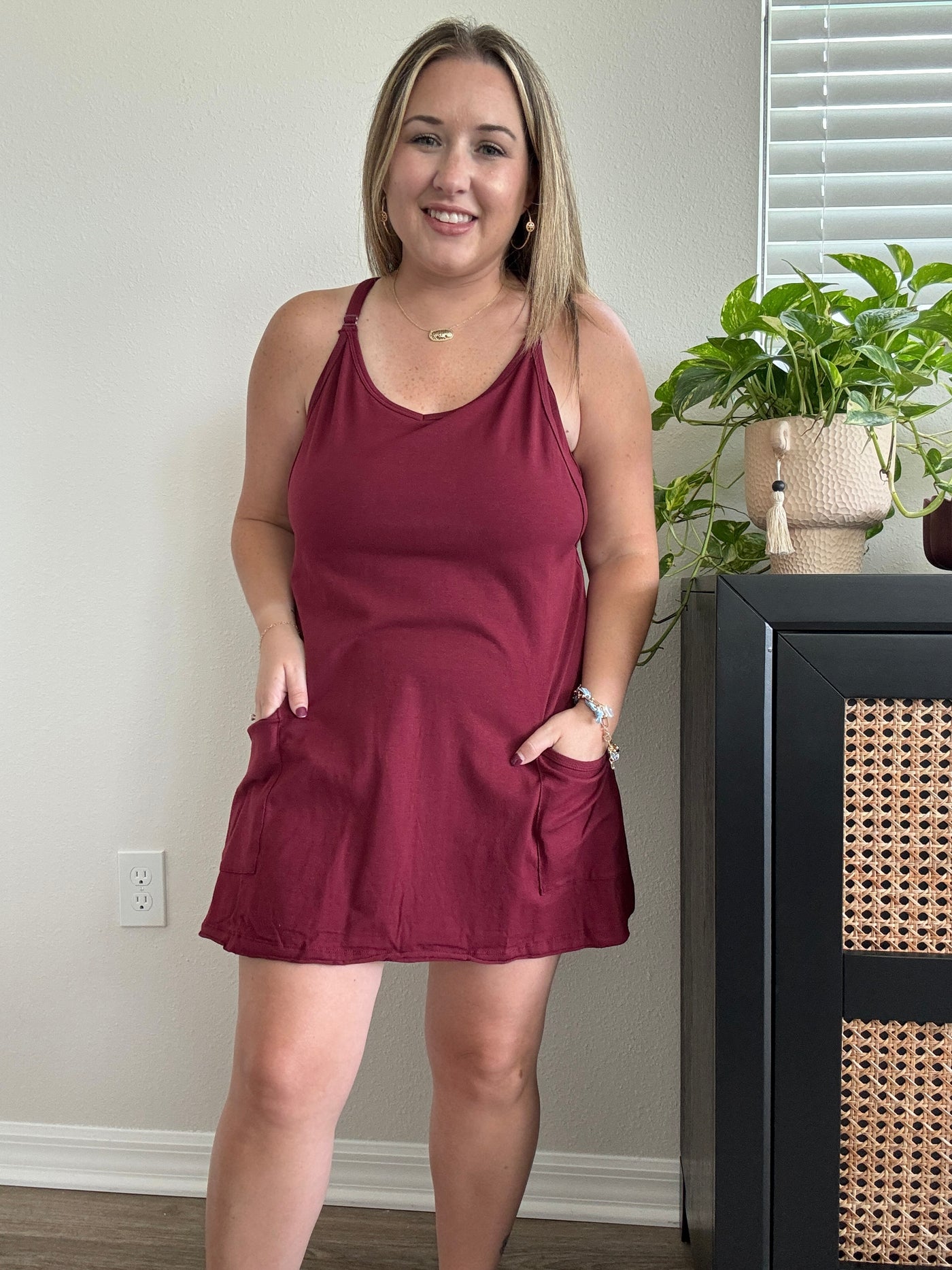 Everyday Mini Dress Romper | Cabernet