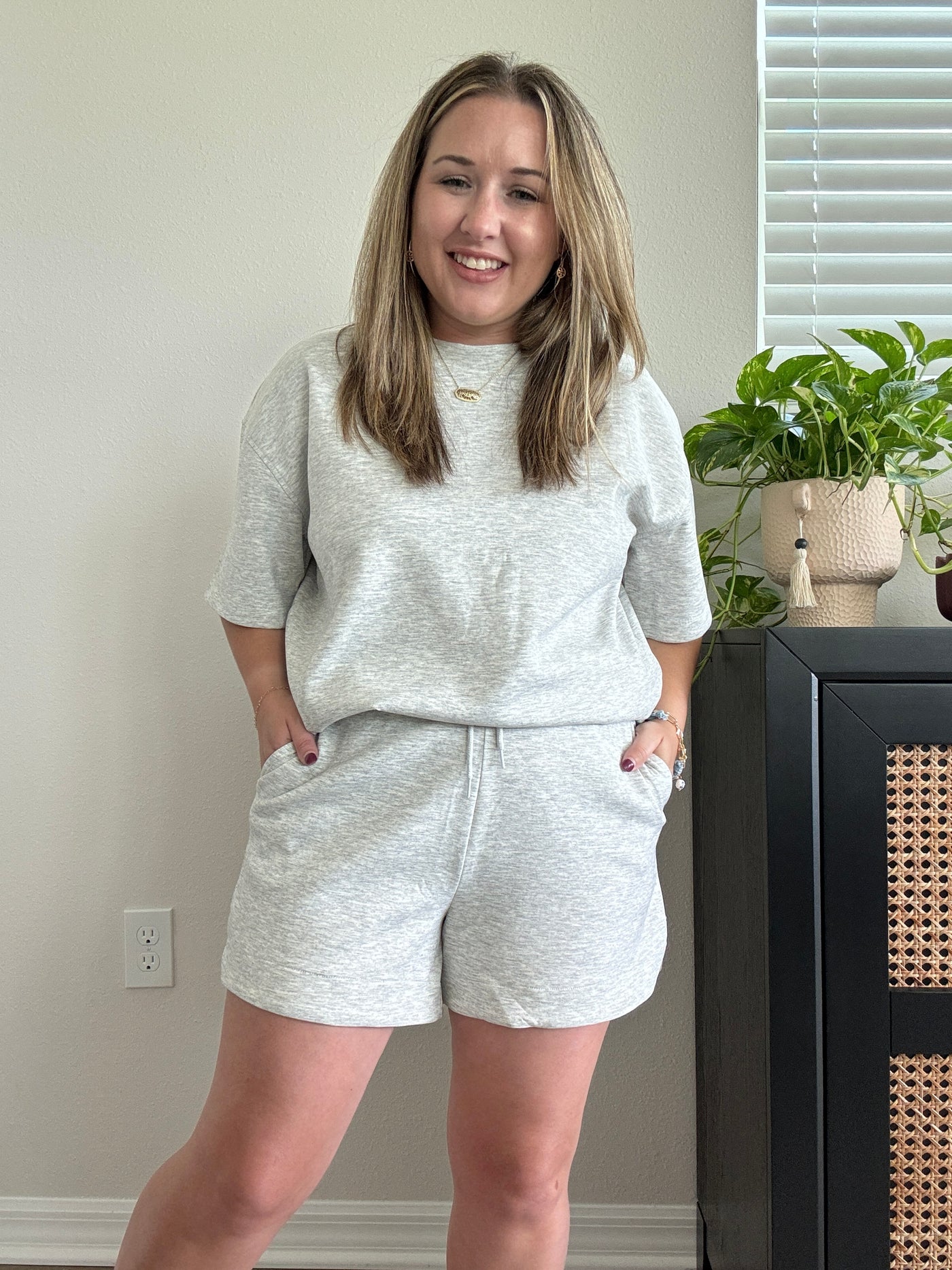 Scuba Round Neck Top | Heather Grey