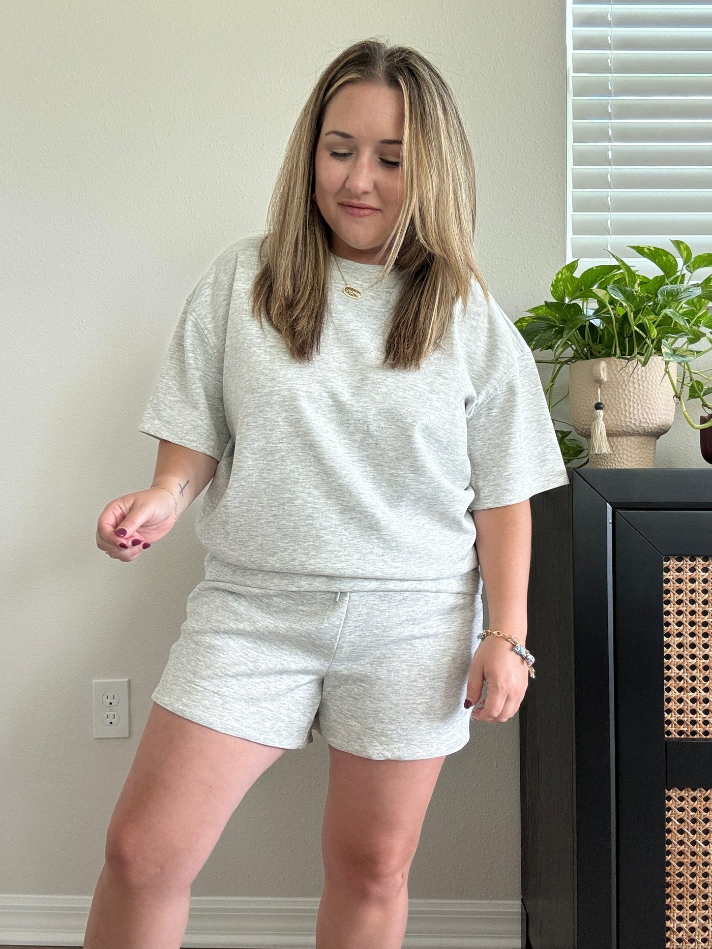 Scuba Round Neck Top | Heather Grey