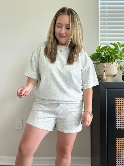 Scuba Round Neck Top | Heather Grey