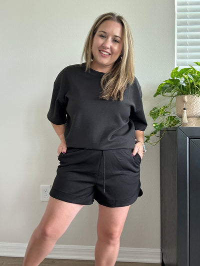 Scuba Round Neck Top | Black