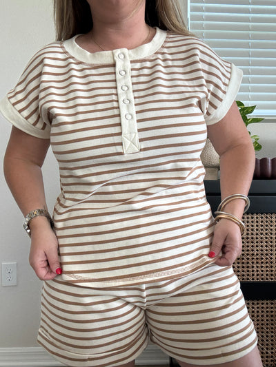 Henley Knit Top | Beige