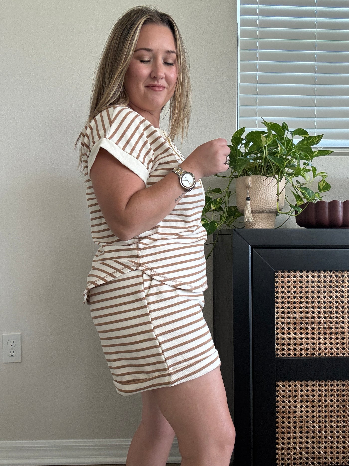 Henley Knit Top | Beige