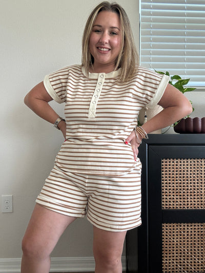 Henley Knit Top | Beige