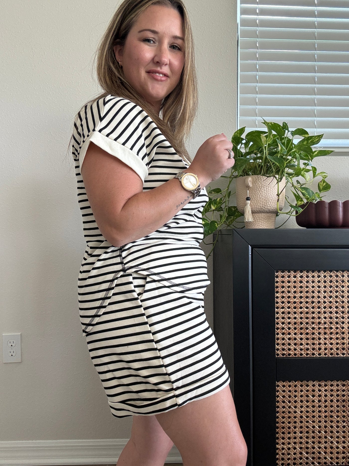 Stripe Knit Mini Shorts | Black