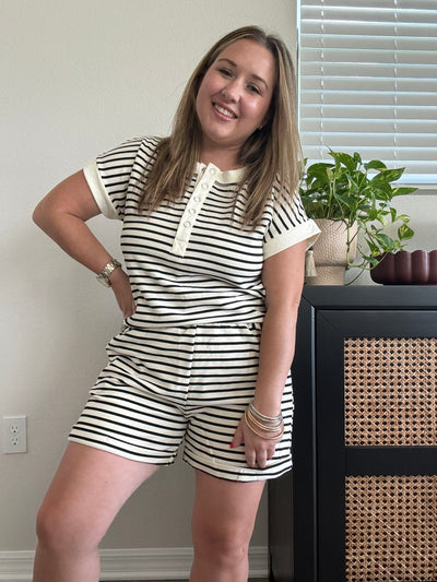 Stripe Knit Mini Shorts | Black