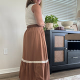 Dylan Smocked Waist Midi Skirt | Brown