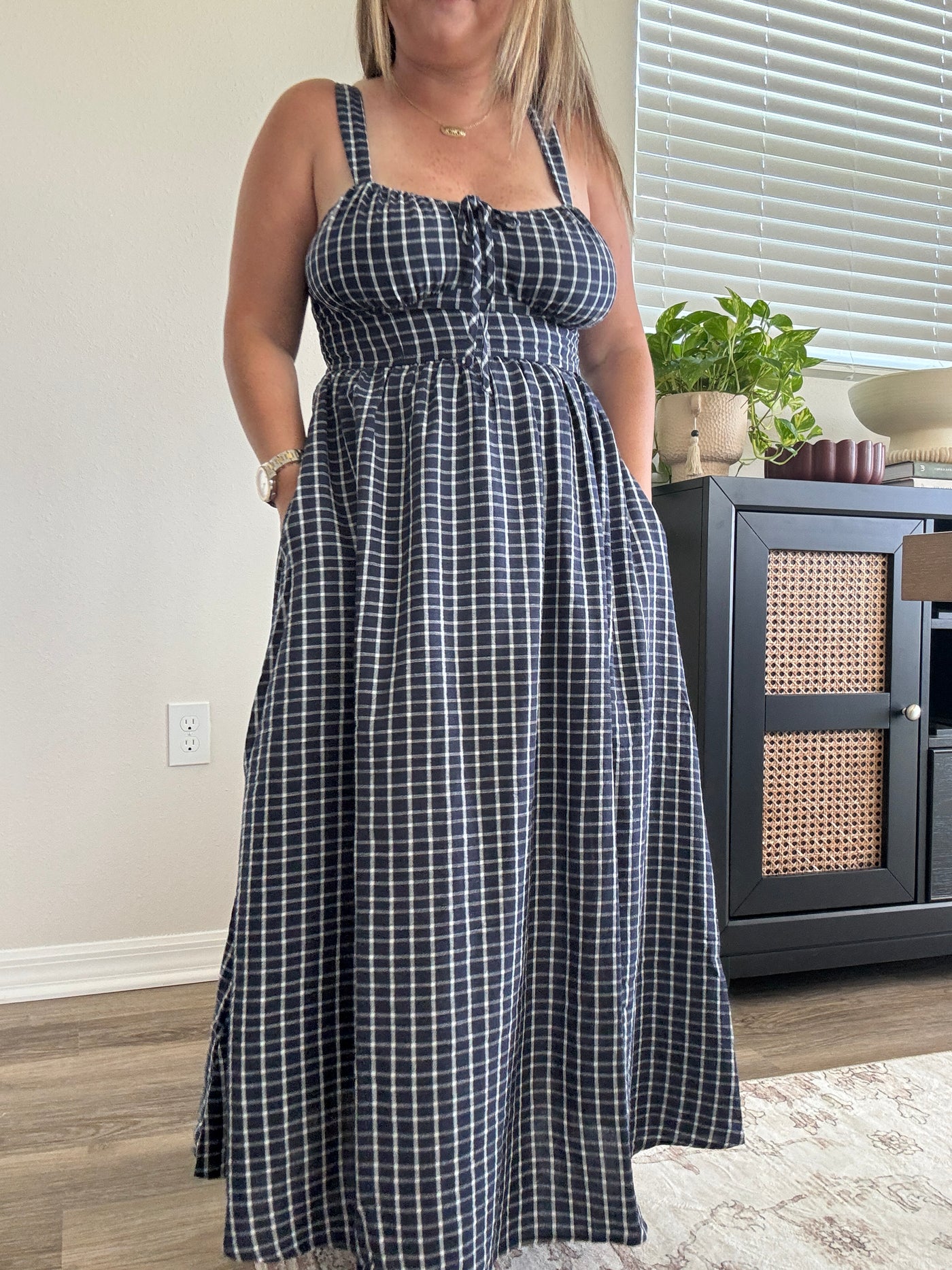 Iris Plaid Corset Midi Dress