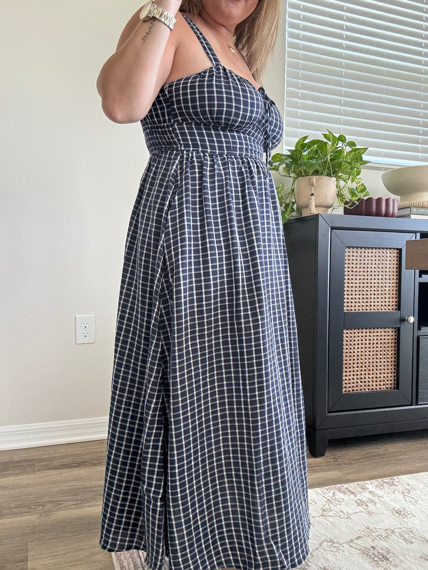 Iris Plaid Corset Midi Dress