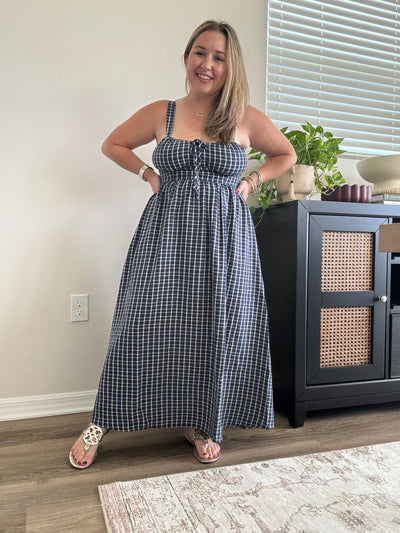 Iris Plaid Corset Midi Dress