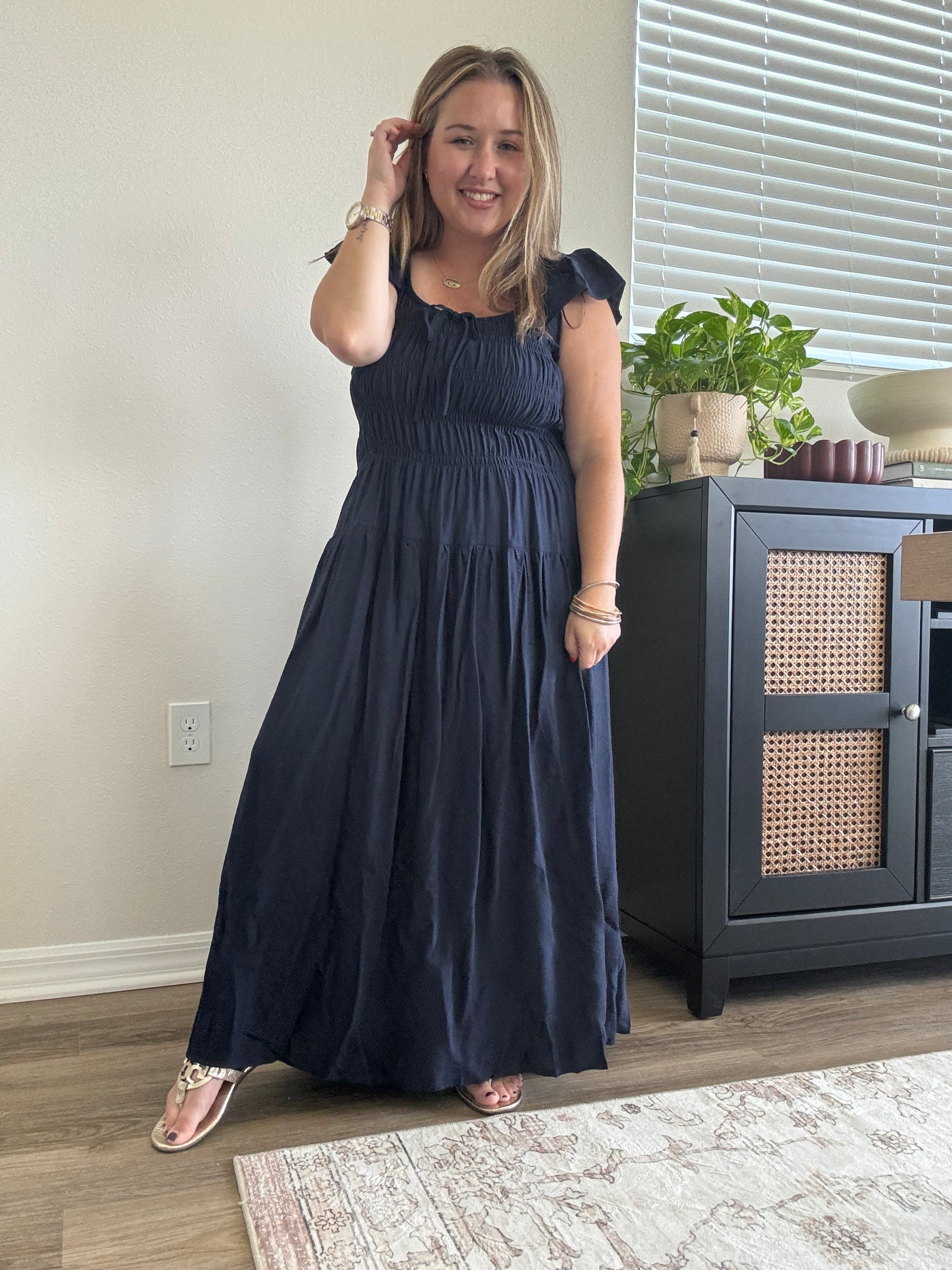 Avery Ruffle Sleeve Midi Dress