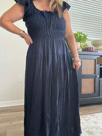Avery Ruffle Sleeve Midi Dress