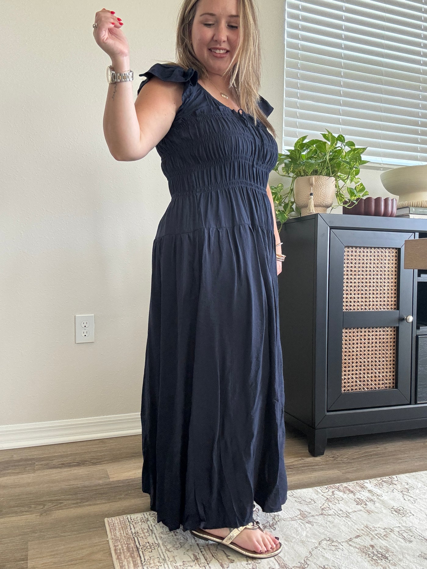 Avery Ruffle Sleeve Midi Dress