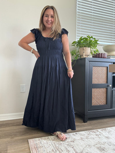 Avery Ruffle Sleeve Midi Dress
