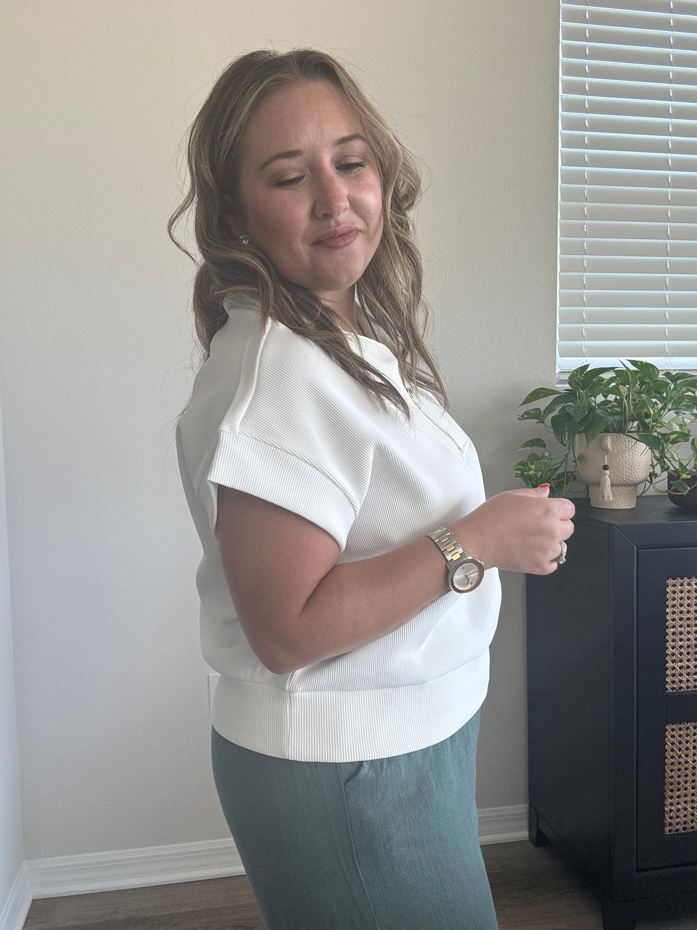 Paris Ribbed Half Zip Top