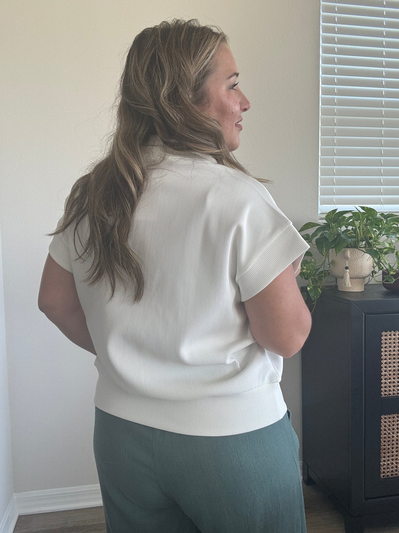 Paris Ribbed Half Zip Top