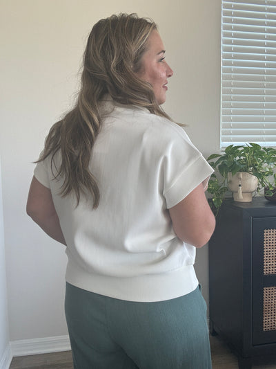 Paris Ribbed Half Zip Top