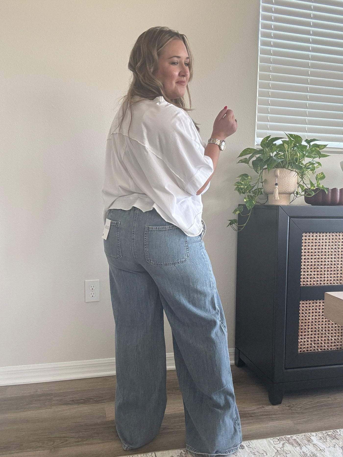 Wide Leg Drawstring Denim Pants