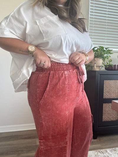 Washed Linen Cargo Pants
