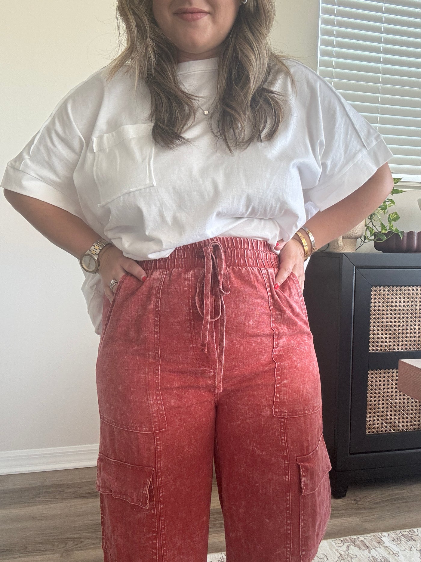 Washed Linen Cargo Pants