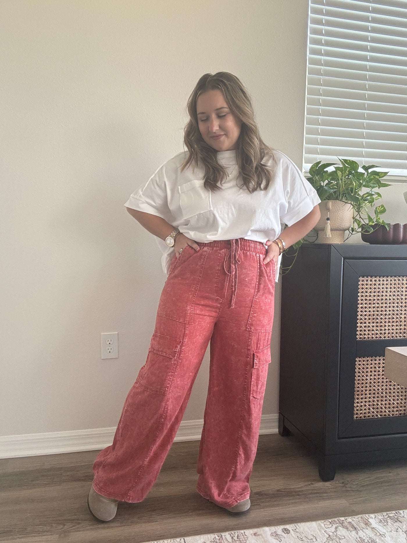 Washed Linen Cargo Pants