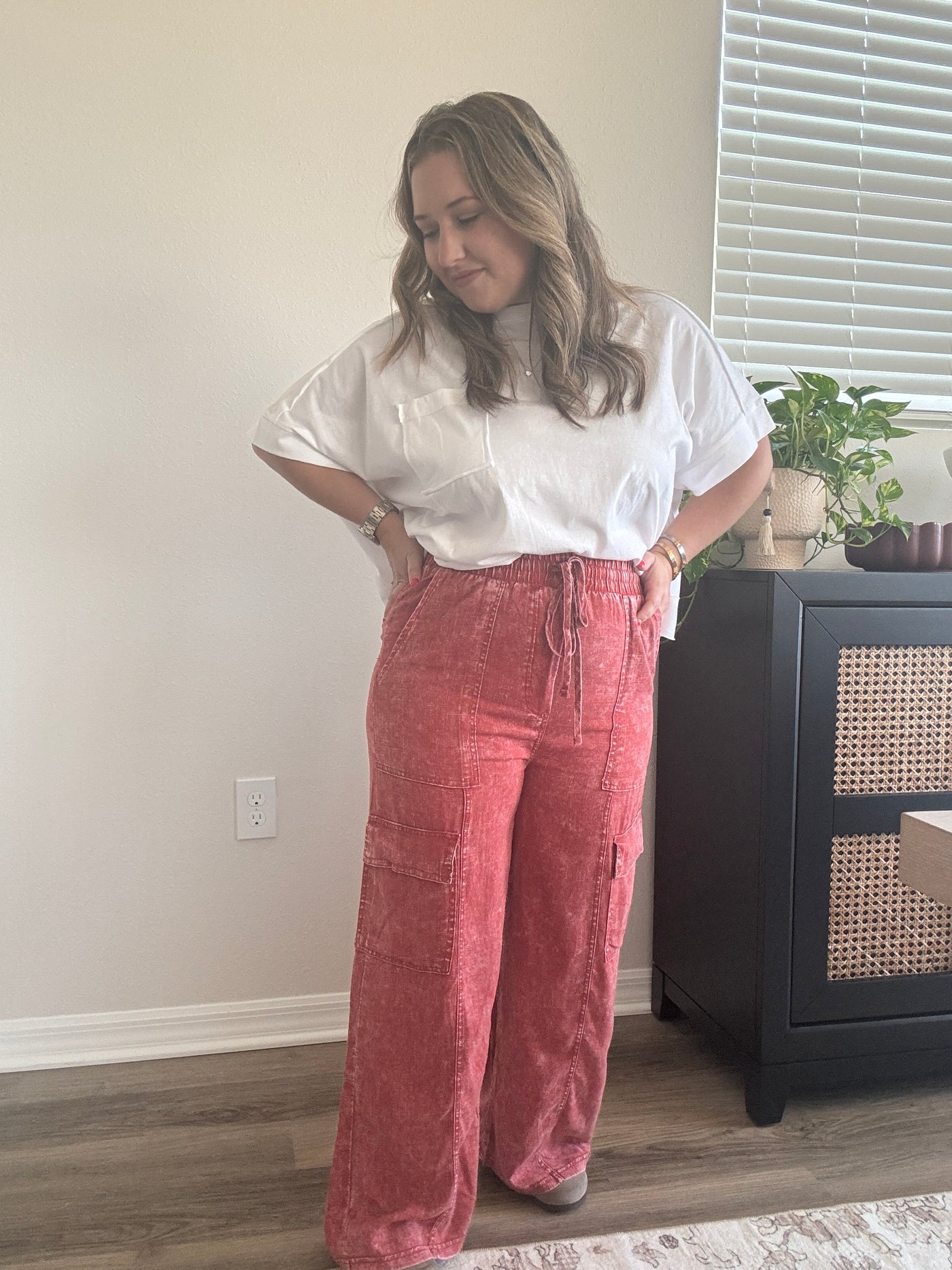 Washed Linen Cargo Pants