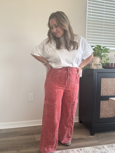Washed Linen Cargo Pants